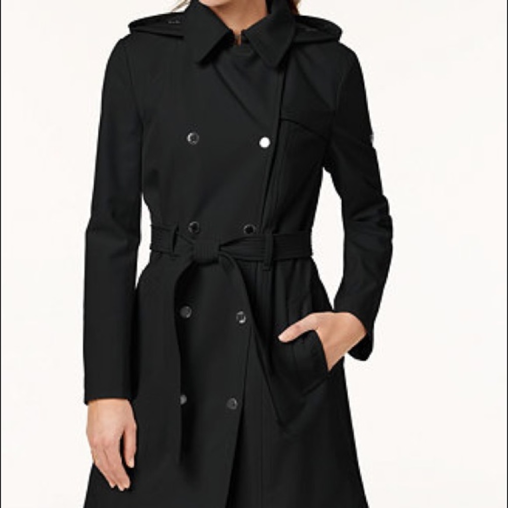 Black Calvin Klein trench coat